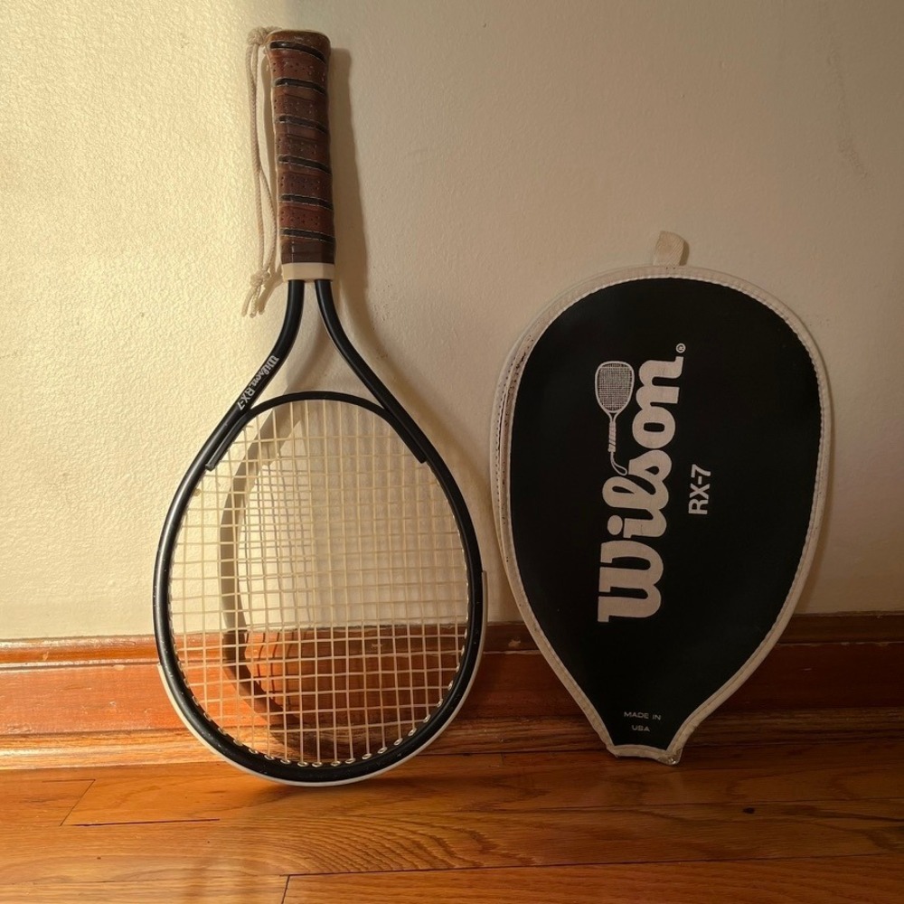 Vintage Wilson RX-7 Tennis Racquet with Original Made in USA Head Cover Black - Picture 3 of 9